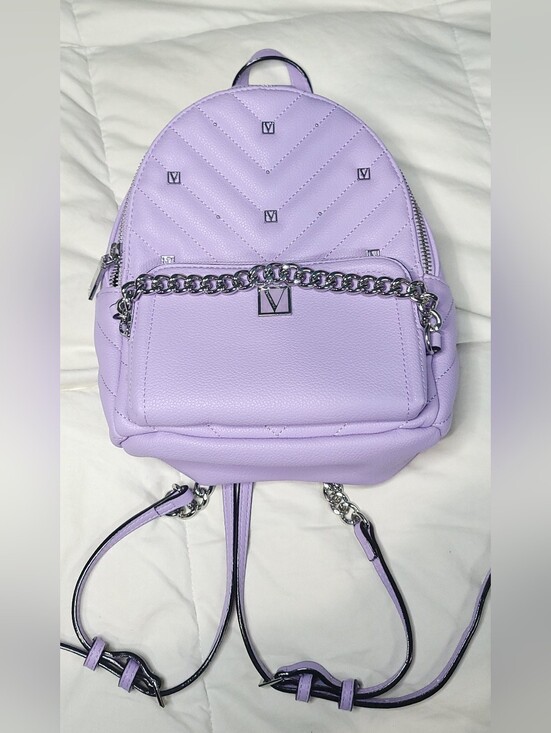Victoria's Secret Handbags - Victoria's Secret Lilac Quilted Mini Backpack with Chain Accent